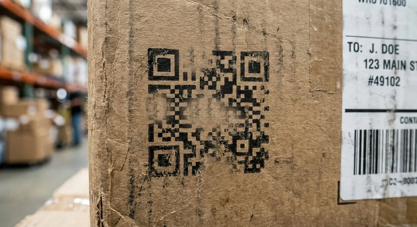 A faded QR code that cannot be easily scanned